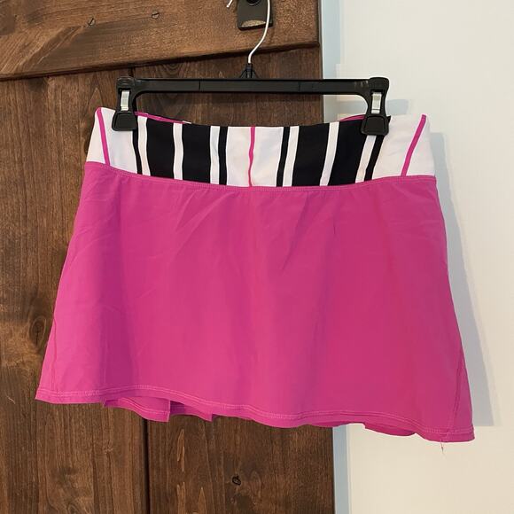 Lululemon Pace Setter Skirt Womens 6 Pink Striped Ruffle Athletic Tennis Skort - Picture 1 of 10